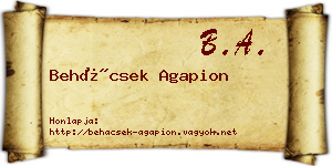 Behácsek Agapion névjegykártya